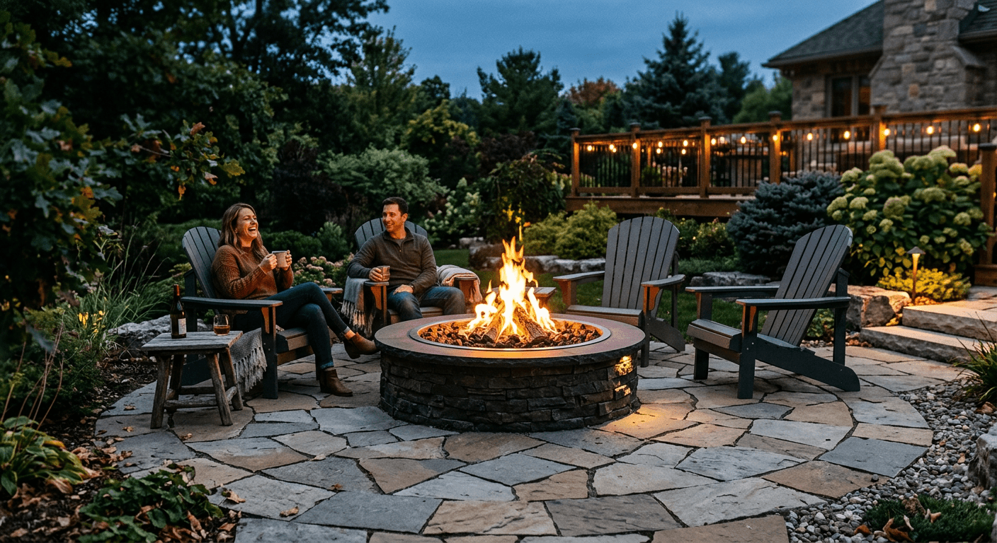 Gas Fire Pit with Paver Surround