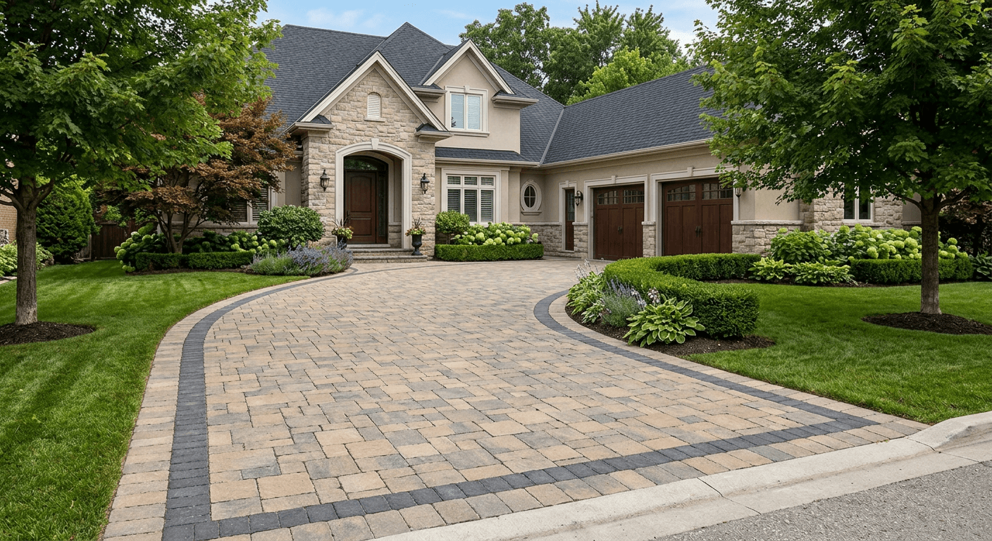 Paver Driveway with Banded Border